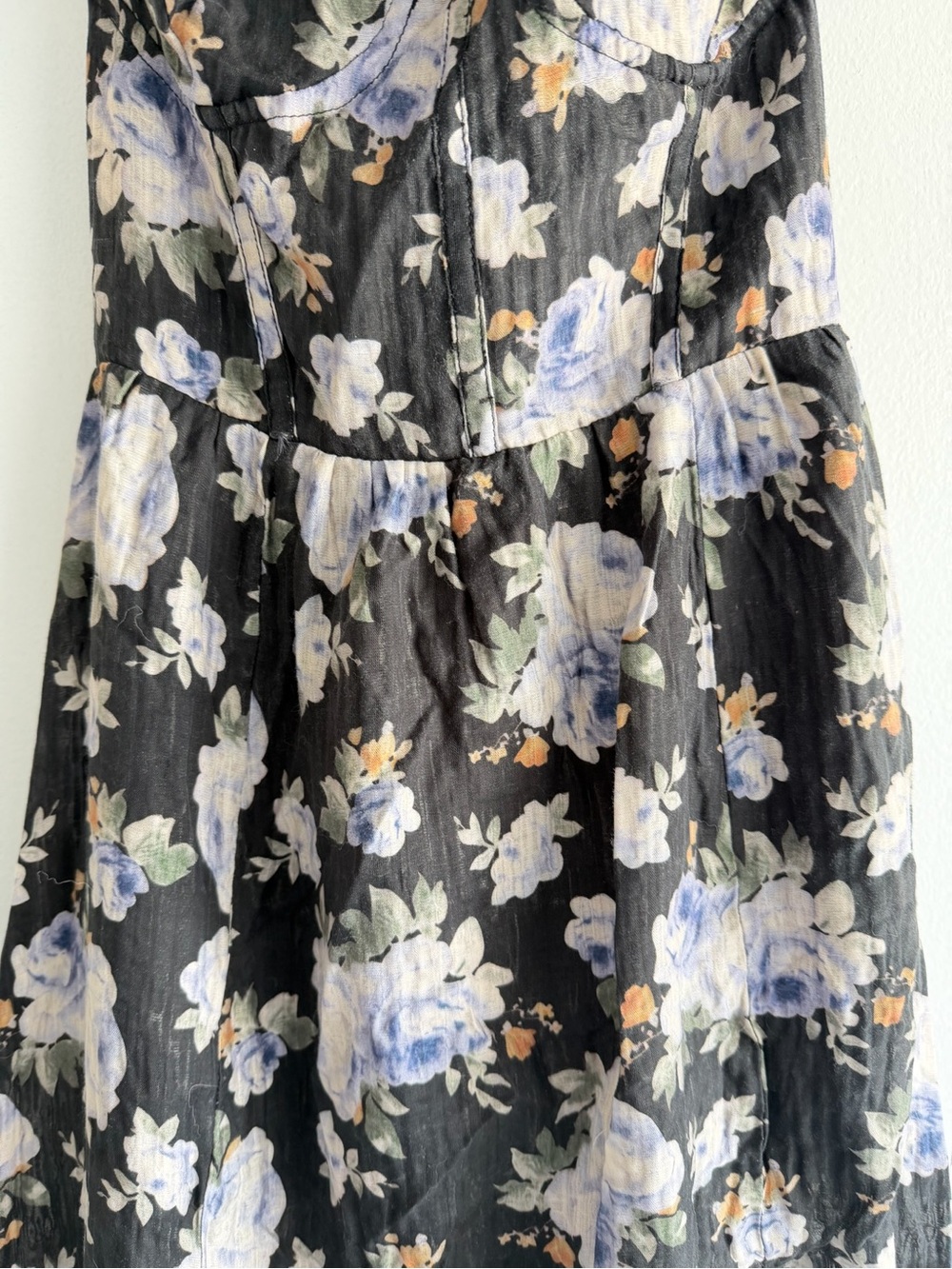 ASTR the Label Wedelia Black Blue Floral Bustier Midi Dress Small 8207 - Picture 9 of 14
